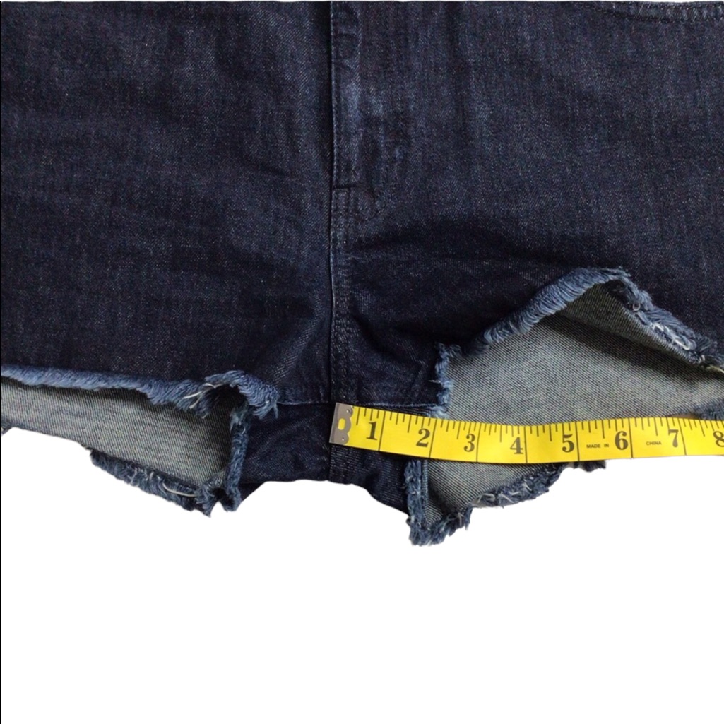 Marques'almeida X Topshop Dark Wash Frayed Hem Denim Shorts Size 6 — image 7 of 8